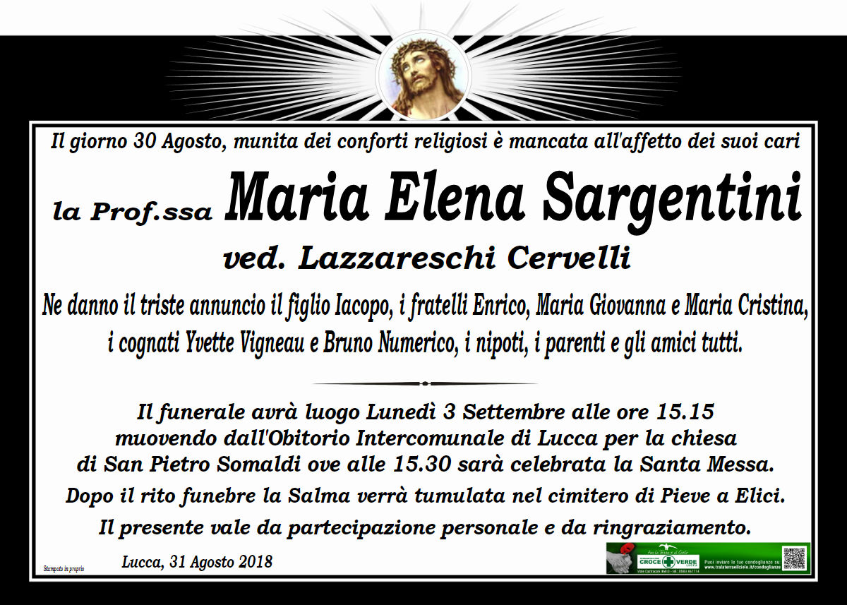 Maria Elena Sargentini ved. Lazzareschi Cervelli